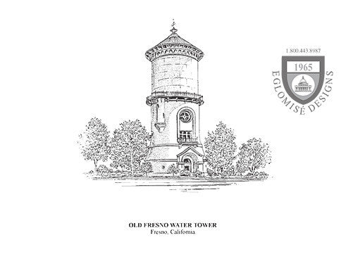 Eglomise Designs Old Fresno Water Tower Fresno California ~ Antique