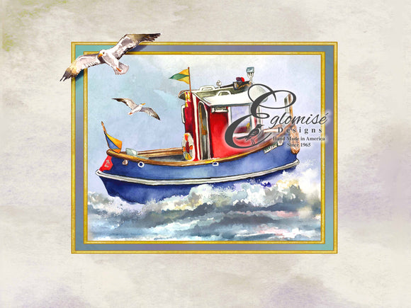 Children's Watercolor Tug Boat