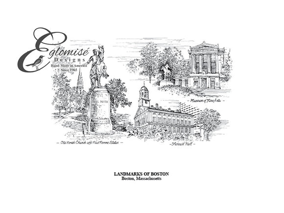 Eglomise Designs Landmarks of Boston antique